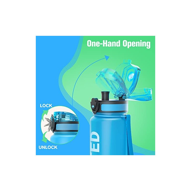 Saharasailor Sahara Sailor 33.8oz Blue Water Bottle Leakproof BPA Free