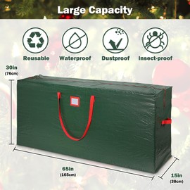 Christmas Tree Storage Bag, Fits Up to 9 Ft Xmas Disassembled Holiday Trees, Artificial Christmas Tree Bags, Dual Zipper and 4 Durable Handles, Protects Against Dust, Insects, and Moisture (Green)