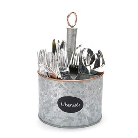 Mind Reader BRUTE4-SIL, Cutlery, Silverware Organizer, Utensil Caddy, Multi-Purpose Holder, Silver/Gold