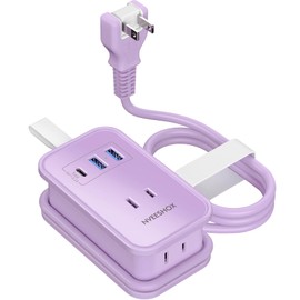NVEESHOX Extension Cord Type c Retractable Power Strip with USB Outlet 3.3 ft (1 m) 3 AC Outlets 1 USB-C Port 2USB-A Port, Small and Lightweight, Table Tap, Octopus Outlet, Business Trip/Travel,
