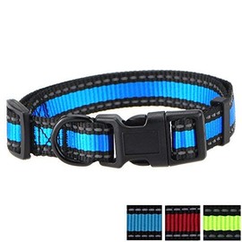 Mile High Life Dog Collar | Nylon Reflective Dog Collars | Light Weight Puppy Collars | Blue Dog Collars for Large Dogs (Blue, Large)