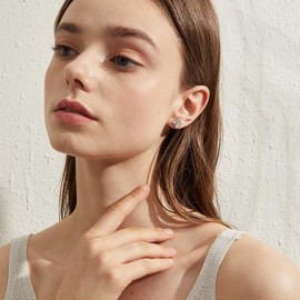 Square Diamond Earrings Men Stud Earrings Screw Back Men Diamond Earrings Princess Cut Earrings CZ Diamond Stud Earrings for Men CZ Earrings Cubic Zirconia Earrings Sterling Silver Men Earrings 6MM