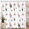 TKUYO Mid Century Modern Shower Curtain, Pink Gray Geometric Atomic