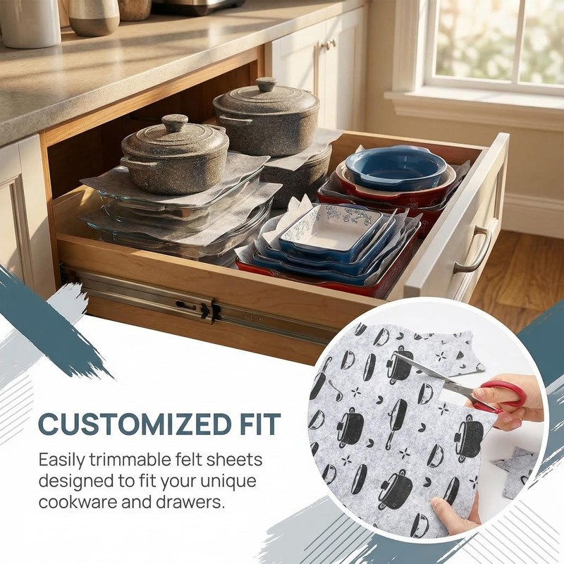 Cedilis Set of 18 Bakeware Scratch Protectors, Thick Felt Cookware