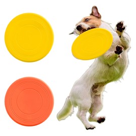 RGZD Pack of 2 Dog Frisbees, Dog Disc, Dog Toy Frisbee, Diameter 18 cm, Rubber Frisbee, for Land and Water, Dog Training, Throwing, Catching and Playing