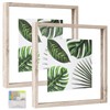 MUYE 12x12 Floating Frame Distressed Beige White Wood Pattern,Double Glass