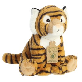 Aurora® Eco-Friendly Eco Nation™ Tiger Stuffed Animal - Environmental Consciousness - Recycled Materials - Brown 12 Inches