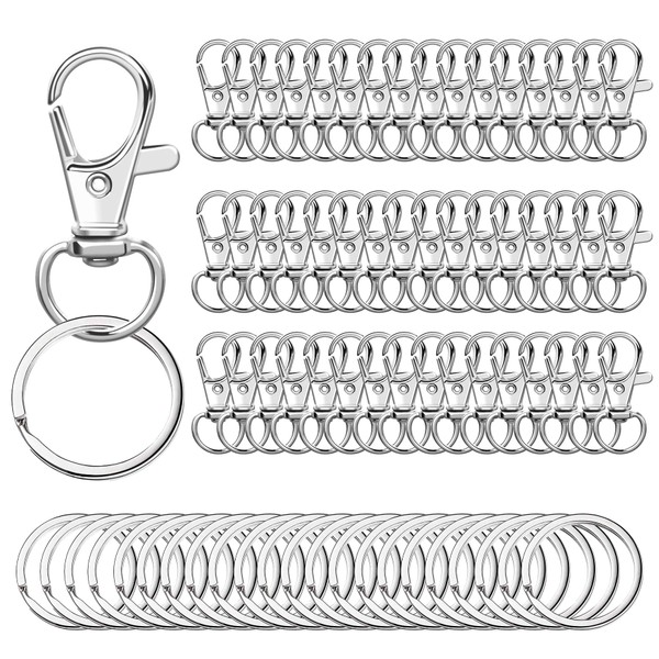 100PCS Swivel Snap Hooks with Key Rings, 50Pcs Key Chain