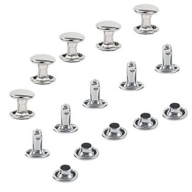 300 juegos de remaches de cuero de acero inoxidable plateado, remaches de doble tapa, remaches tubulares de metal, reparaciones, accesorios de manualidades, para cuero, manualidades, ropa, zapatos, bolsos, cinturones (8 mm, plateado)