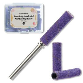 U-Shinein Small Sanding Bands for Nail Drill, 50pcs Super Long Nail Drill Bits Sanding Bands with 3.1mm Mandrel Bit, 240 Grit Nail File Nail Drill Sanding Bands for Acrylic and Gel Nails, Purple