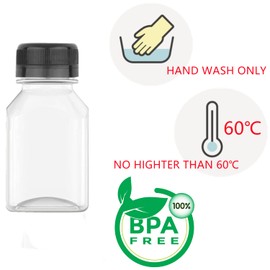 10 Pcs 4 Oz Plastic Juice Bottles with Black Tamper Proof Seal Caps, Empty Clear Beverage Containers for Juice, Smoothie, Milk and Other Homemade Beverage