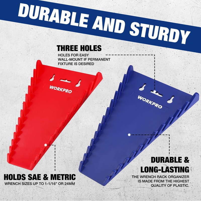 WORKPRO 8-piece Flex-Head Ratcheting Combination Wrench Set and 2-Pack Magnetic