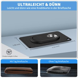 [Pack of 2] Card Holder for Galaxy SmartTag2, MOWYEOK Soft TPU Ultra Thin Card Holder, with Keyring, Suitable for Wallets, Handbags, Backpacks (Black + Black)