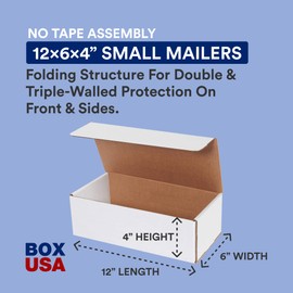 BOX USA Shipping Boxes Small 12"L x 6"W x 4"H, 50-Pack | Corrugated Cardboard Box Mailer for Packing, Moving and Storage 1264