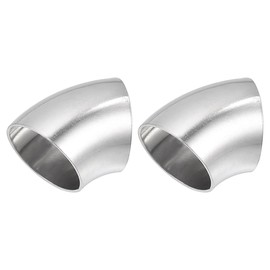 A ABSOPRO 45 Degree Steel Exhaust Elbow Pipe Bend Tube Durable 32mm OD Modified Exhaust Elbow Pipe SS304 Stainless Steel Silver Tone (Set of 2)