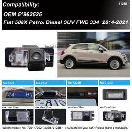 Berlingan Car Reverse Number Plate Light Camera Night Vision Waterproof Parking System Reversing Camera for Fiat 500X Petrol Diesel SUV FWD 334 2014-2021 (OEM 51962525)