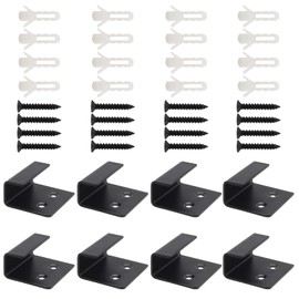 Coufce 15mm / 0.59 Inch Stainless Steel Tile Bracket, Black U Bracket, Billboard Holder, Heavy Duty Wall Mount Hooks Utility for Display Board, Ceramic(8 Pcs)