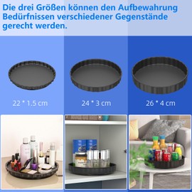 JESIFFY Pack of 3 Lazy Susan Turntable Organiser, Fridge 26 cm + 24 cm + 22 cm, Rotating Plate Fridge Rondell Organiser, Spice Holder, Kitchen Organiser, Spice Rack, Rotatable for Spices, Yogurt,