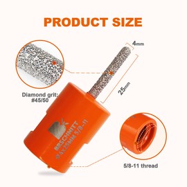BRSCHNITT Diamond Mortar Raking Bit, 4/25 Inch x 1 Inch Router With 5/8-11 Thread for Tuck Pointing, Granite, Marble, Concrete, Masonry, Stone Removals (4x25mm)