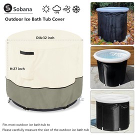 Sobana Outdoor Ice Bath Tub Cover for Freestanding Bathtubs,Portable Bathtub,Large Inflatable Tub,Polar Cold Plunge Tub(Cover Only,Beige)