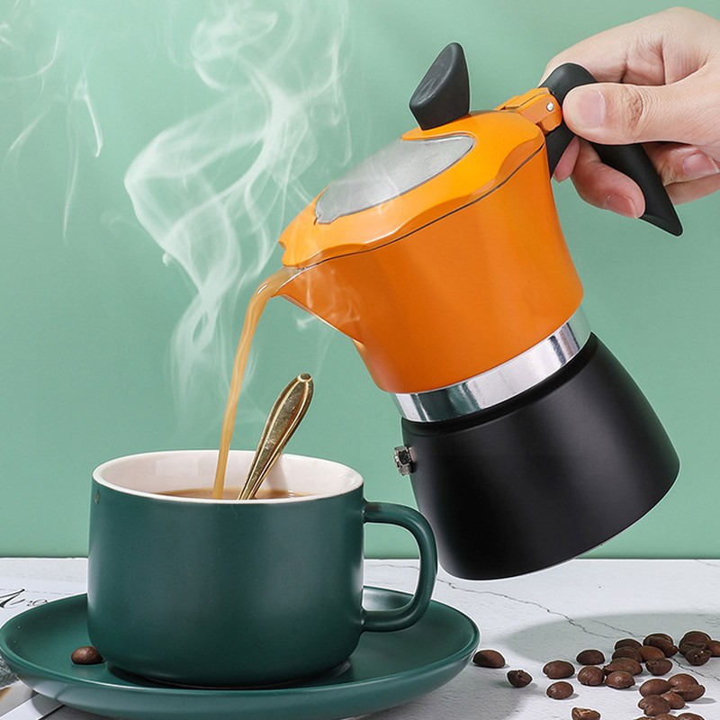 Coffee Maker 150ML Classic Italian Style Double Color Aluminum Moka