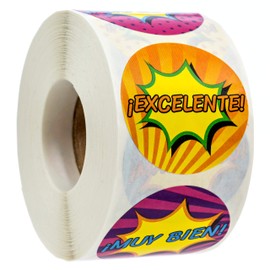 SBLABELS Spanish Reward Stickers 500 Espanol Reward Stickers 8 Alternating Designs 1.5" Reward Stickers