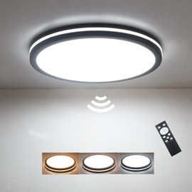 ZSYUBO Motion Sensor Ceiling Light Wired,11 Inch Flush Mount Ceiling Light Fixture, Motion Sensor Light Indoor for Stair Closet Porch Hallway Laundry, Sensor Lights Indoor 3000k/4000k/6000k Black