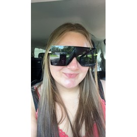 FEISEDY Flat Top Oversized Shield Sunglasses Women Men Square Fashion Rimless Shades UV400 B2784