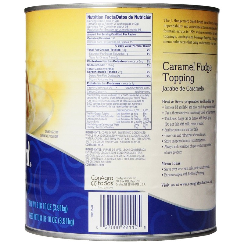 J. Hungerford Smith Fudge Topping, Caramel, 138 Ounce
