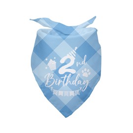 Dog Birthday Bandana Dog 2nd Birthday Bandana Plaid Blue Dog Bandana Pet Dog Lover Gifts Happy Birthday Dog Triangle Scarf for Pet Dog Puppy 2nd Birthday Party Decoration