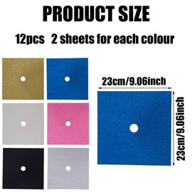 BOXOB 12pcs Graduation Cap Decoration Paper, 9x9 Inches 6 Colors Glitter Construction Paper for Grad Cap Topper Decoration Glitter Cardstock for Hat Topper