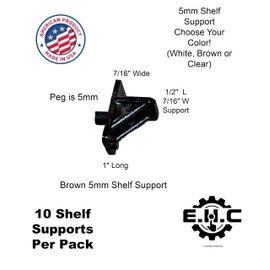 Shelf Support Clips 5mm peg (Choose Your Shelf Clip Color! White, Brown, or Clear) Kitchen/Cabinet Shelf Clips/Furniture Clips/New or Replacement/10 Plastic Support Clips per package/by E.H.C. (Brown)