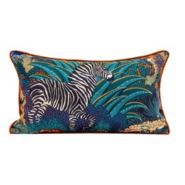 MAGOLIFE Indoor/Outdoor 12x20 in Zebra Jungle Jacquard Embroidery Decorative Lumbar Throw Pillow Cover Luxury Accent Neutral Textured Animal Cushion Pillow Case Living Room Couch Bed Sofa