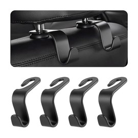 8sanlione Car Back Seat Headrest Hooks, 4PCS Vehicle Backseat Storage Organizer Hanger, Multifunctional Auto Headrest Hidden Hook Universal for Handbag Purse Backpacks Bags and Groceries (Black)