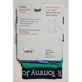 Tommy John Cotton Stretch 4-Inch Boxer Brief - Medium - Stripe / Green - 2 Pack