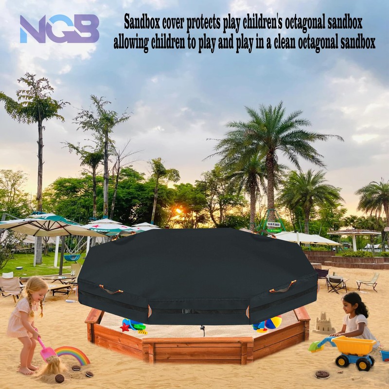 Octagon Sandbox Cover, 600D Waterproof Oxford Cloth with Two Warning
