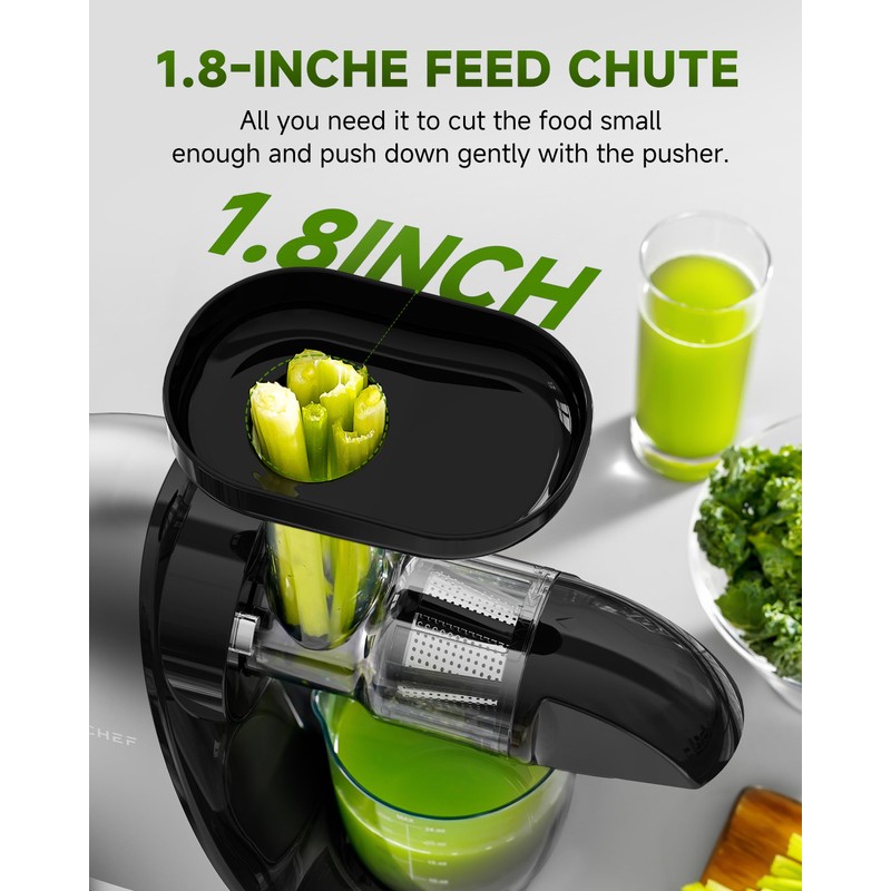 AMZCHEF Cold Press Masticating Juicer Machine - 90% Yield Reverse