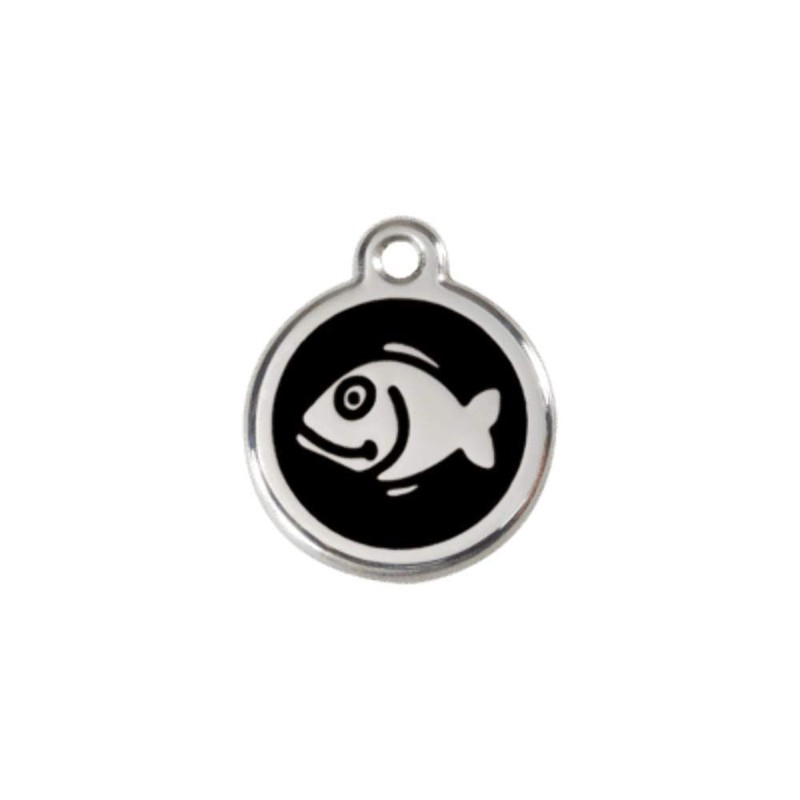 Cat Tag Stainless Steel Enamelled 'Fish' Yellow with Engraving