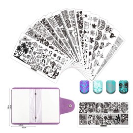 BeautyLeader 20 Pcs Nail Stamp Plates Set 15 Nail Art Plate 2 Stamper 2Scraper 1storage Bag Nails Art Stamping Plate Scraper Stamper Set Leaves Flowers Animal Nail Plate Template Image Plate