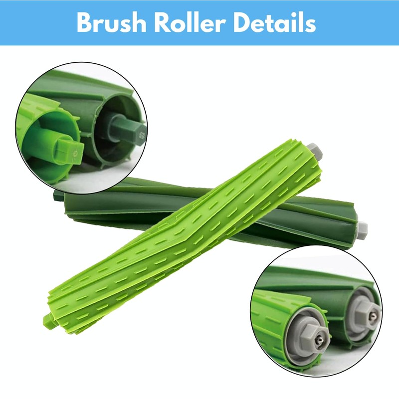 2 Set Replacement Rubber Roller Brushes Compatible for iRobot Roomba