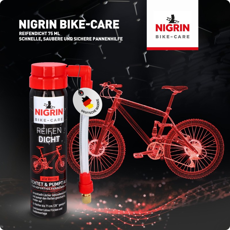 Nigrin, Schiuma ripara-fori per copertoni bici, 75 ml