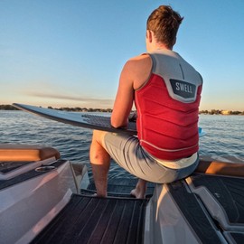 Mens Neoprene Wakesurf Comp Vest - Designed Exclusively for Wake Surfing, but Great for All Other Watersports Activities! NCGA (Red, Medium)