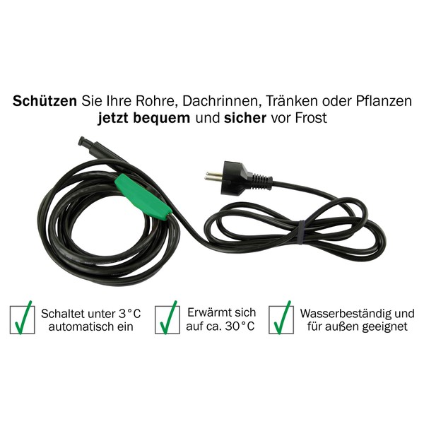 Cerres Frost Protection Heating Cable with Button Thermostat, Plant Heating