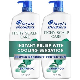 Head & Shoulders Champú y acondicionador anticaspa, con eucalipto para el cuidado del cuero cabelludo con picazón, paquete doble 2 en 1, piritiona de 