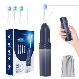 Upgraded 2-in-1 Electric Toothbrush with Water Flosser 2.0 – Ultrasonic Brushing with Built-in Water Outlet, 3+4 Modes with Point-Jet, Portable Oral Irrigator, IPX7 Waterproof, for Travel & Home