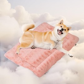 MORA PETS Large Dog Bed Mattress for 30inch Crate, Soft Pet Cushion Warm Bedding Portable Travel Puppy Blanket Pad Mat, 74x46cm, Pink