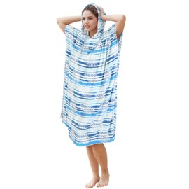 Kato Tirrinia Changing Robe With Hooded,Oversized Windproof Towel Poncho for Beach Surfing Outdoor Sports,Swimming Wetsuit Changing Bath Robe,One Size Fit Adults,Women,Men,Aqua Leaf