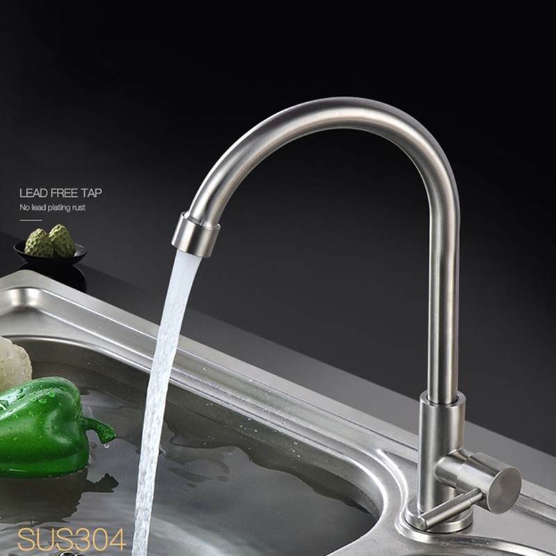 G1/2in Thread Stainless Steel Single Cold Single Hole Sink Water