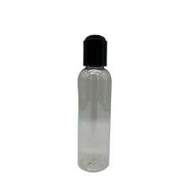Natural Farms 4 oz Clear Cosmo Plastic Bottles -12 Pack Empty Bottle Refillable - BPA Free - Essential Oils - Aromatherapy | Black Press Down Disc Cap - Made in the USA