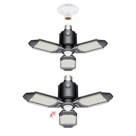 Craftersmark Motion Sensor Garage Light, 80W Garage Lights Ceiling Led Motion Activated,Dusk to Dawn Sensor Lights,Ultra Bright LED Shop Light Bulb,Screw in Shop Lights for Barn,Basement(2Pack)